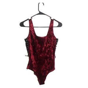 Red wine velvet leotard
